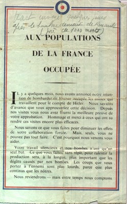 tract pré bombardement