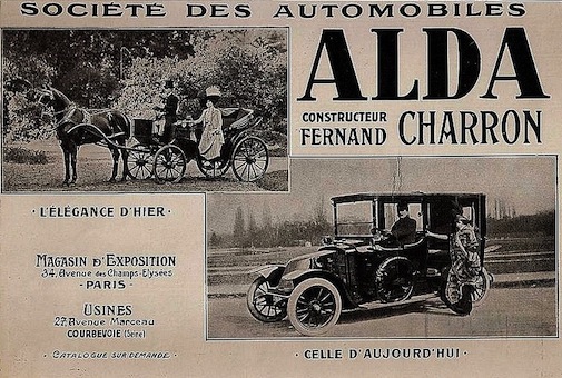 Alda - Constructeur Fernand Charron - Pub papier de 1913